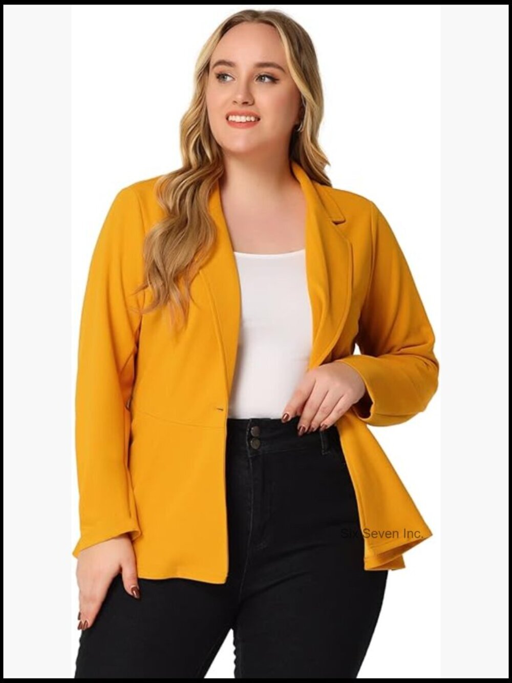 Women's Plus Size Peplum Blazer Notch Lapel Long Sleeve Work Jacket